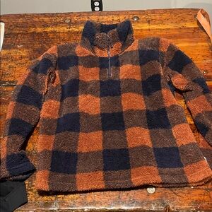 Eddie Bauer Plaid Fleece Quarter-Zip Sweater
